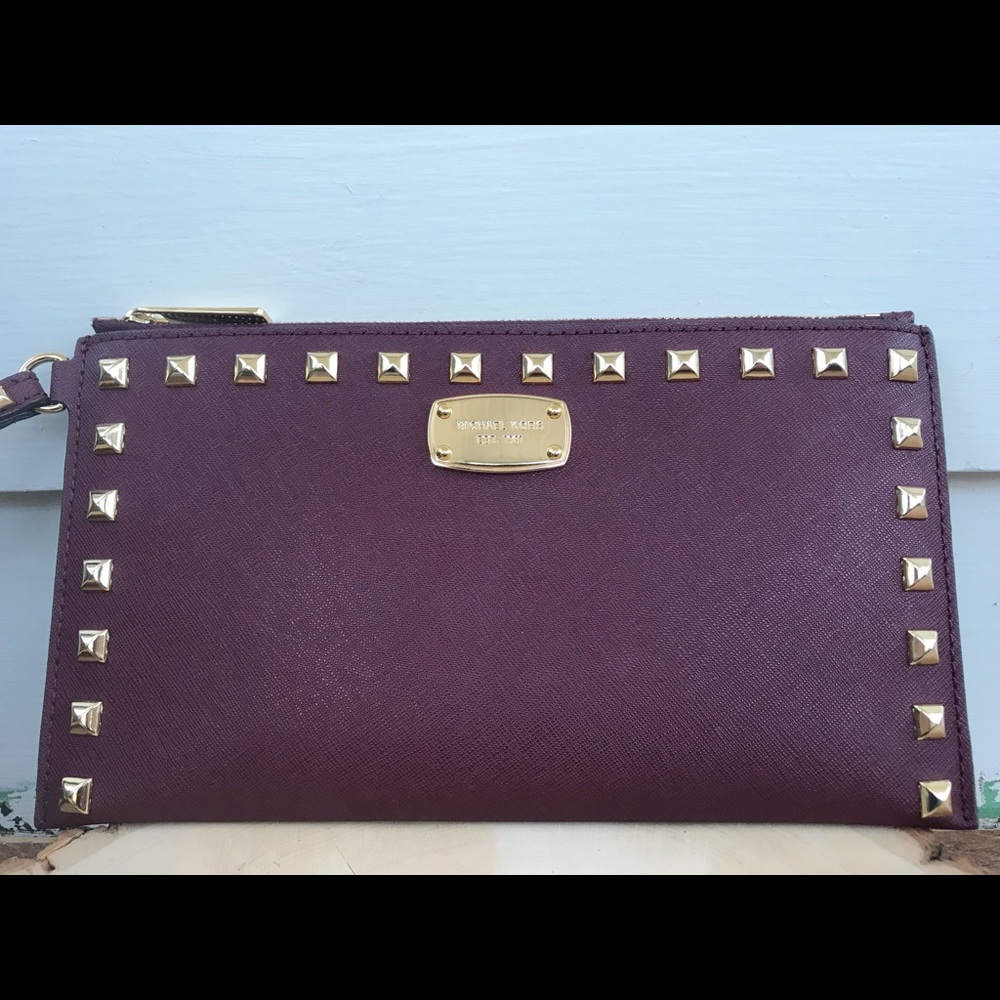 Michael Kors Burgundy Studded Wristlet